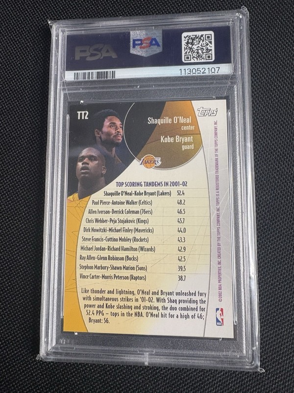 Topps 2002-03 Top Tandems TT2 Kobe Bryant Shaquille O'Neal Lakers PSA 6 view 2