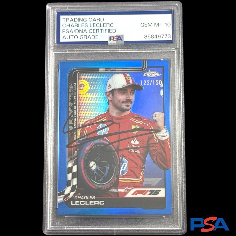 Charles Leclerc 2025 Topps Chrome Blue Refractor /150 Auto PSA 10 Autograph F1