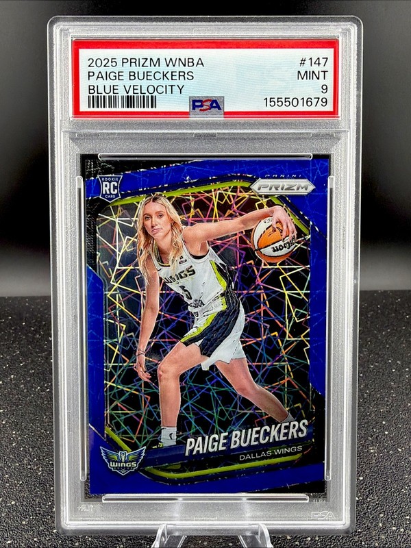 PAIGE BUECKERS WNBA Prizm #5 [Blue Velocity) Rookie (RC) Wings - PSA 9