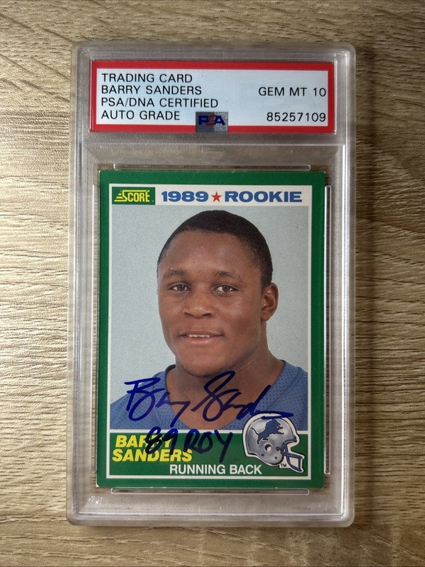 Barry Sanders 1989 Score #257 Signed Rookie RC PSA 10 Auto Detroit Lions HOF
