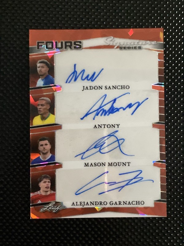 2025 Leaf auto Mason Mount, Alejandro Garnacho, Jadon Sancho, Antony 1/1 Red