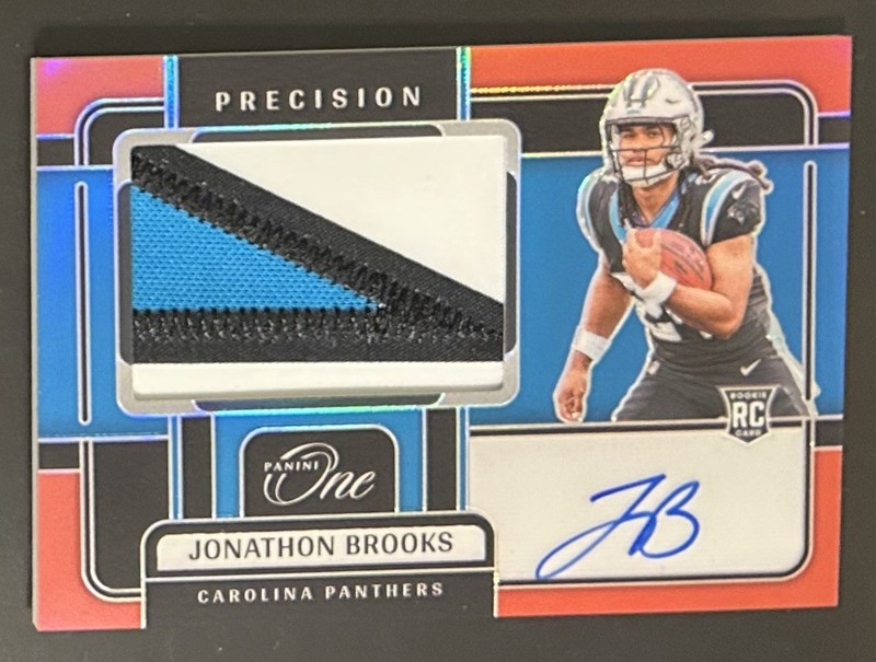 2024 Panini One Precision Rookie Patch Auto Red /60 Jonathan Brooks RC RPA #315
