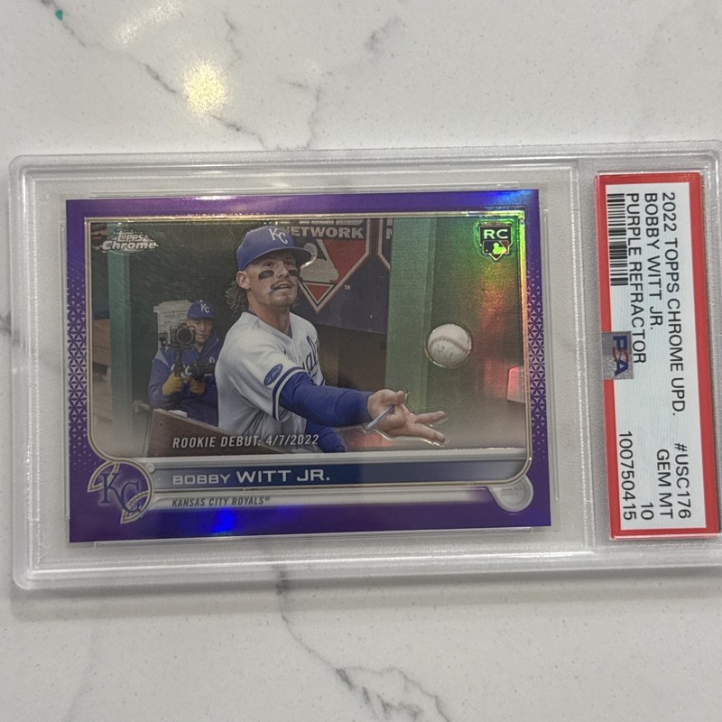 BOBBY WITT JR. PSA 10 2022 TOPPS CHROME UPDATE #USC176 PURPLE REFRACTOR RC 4010