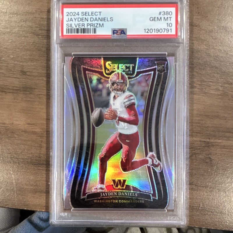 Panini 2024 Select Suite Level Jayden Daniels Silver Prizm RC #380 PSA 10 view 2