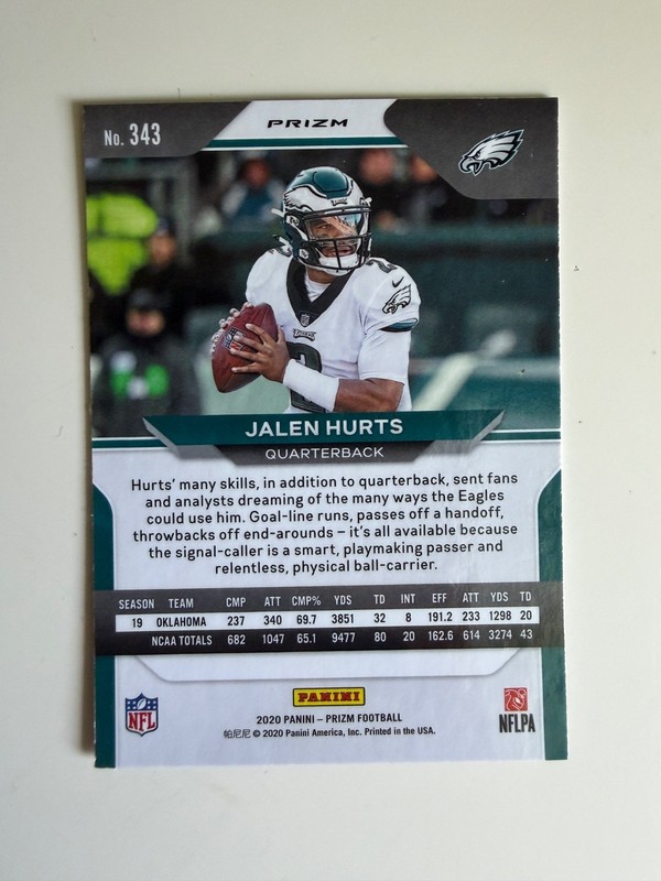 2020 Panini Prizm - Rookie Jalen Hurts #343 Red White & Blue Prizm (RC) view 2