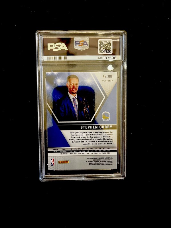 Panini 2019-20 Mosaic MVPs Stephen Curry #299 Pink Camo Prizm PSA 9 view 2