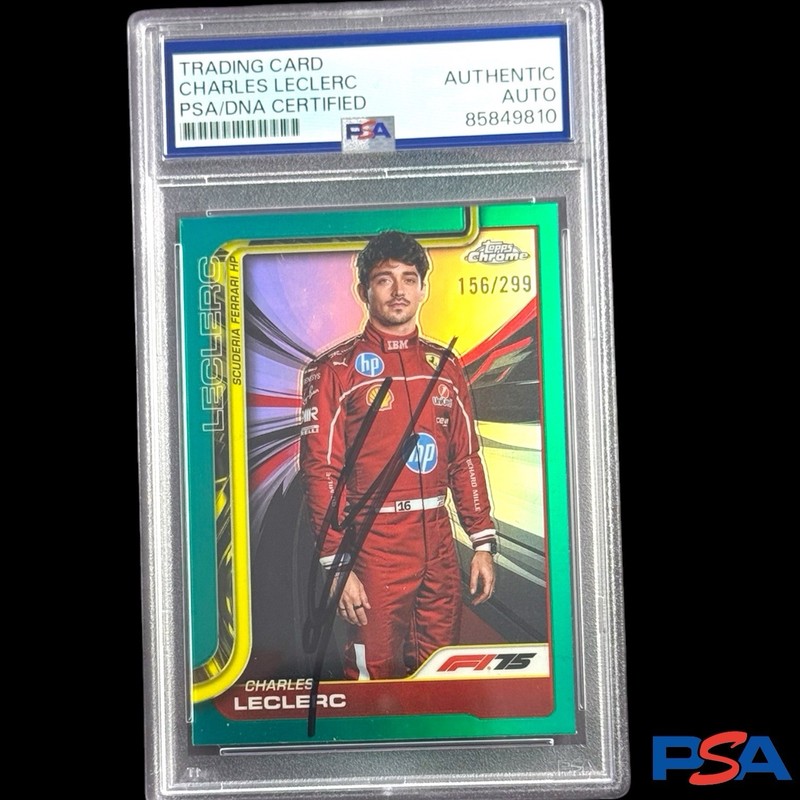 Charles Leclerc 2025 Topps Chrome Teal Refractor /299 Auto PSA Authentic F1 