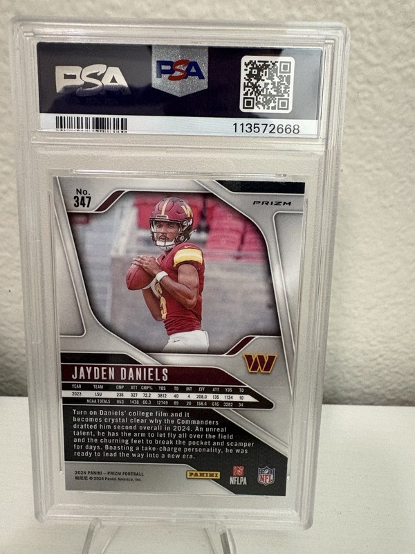 2024 Panini Prizm Jayden Daniels Red White & Blue RC PSA 9 OFFER! view 2