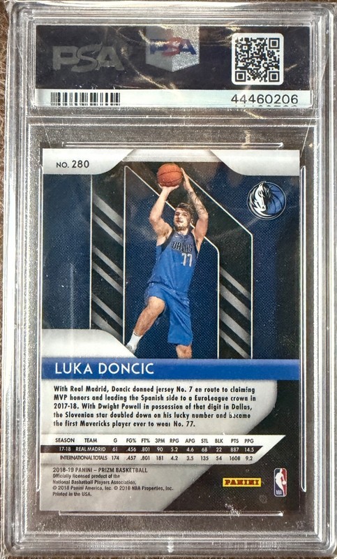 2018-19 Panini Prizm Luka Dončić #280 RC PSA GEM MINT 10 view 2