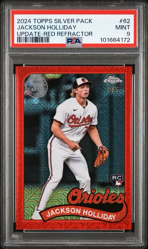 2024 Topps Update Jackson Holliday Red Refractor Rookie RC /5 PSA 9 Silver Pack