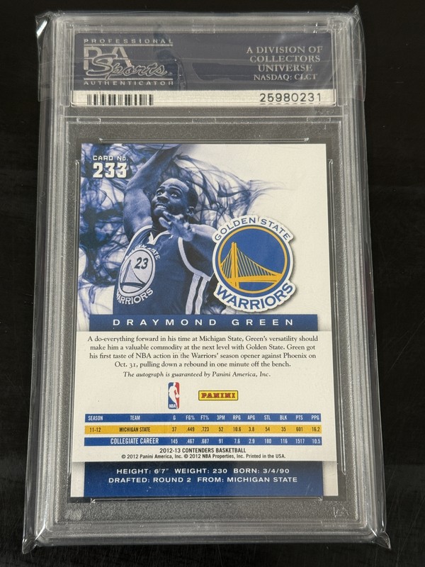 2012 Panini Contenders #233 Draymond Green Rookie Auto PSA 10 view 2
