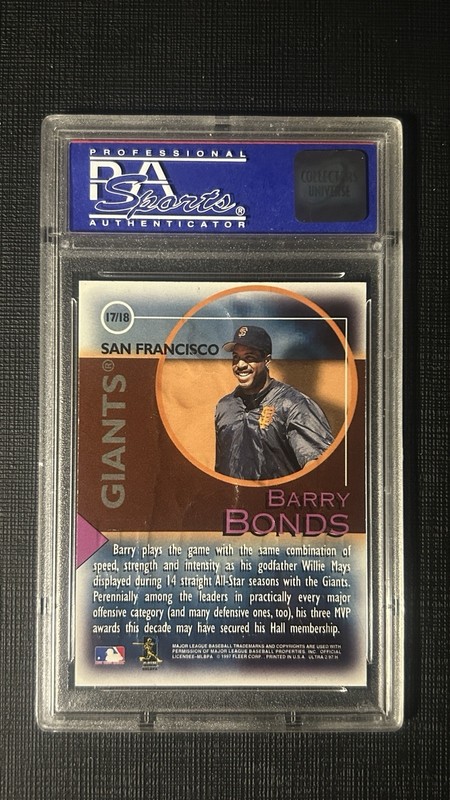 1997 Fleer Ultra - Fame Game Barry Bonds #17 view 2
