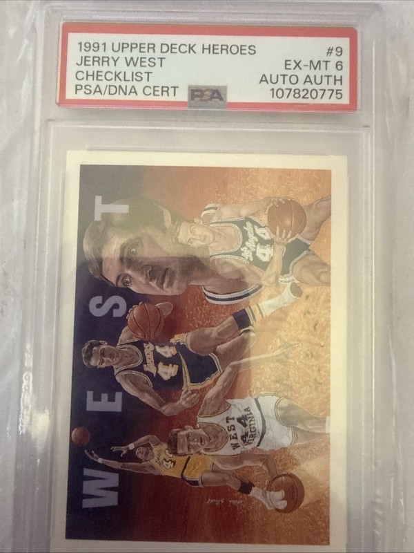 1991 Upper Deck Hero’s Jerry West Los Angeles Lakers HOF Autograph PSA