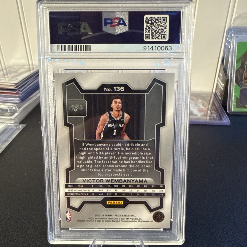 2023-24 Panini Prizm - Victor Wembanyama #136 (RC) PSA 10 view 2