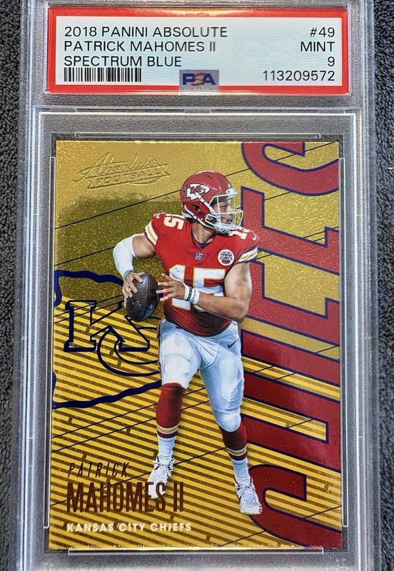 2018 Panini Absolute #49 Patrick Mahomes II Spectrum Blue Parallel PSA 9 Mint