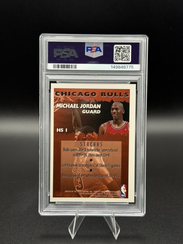 1995 Finest Hot Stuff #HS1 Michael Jordan W/ Coating PSA 8 view 2