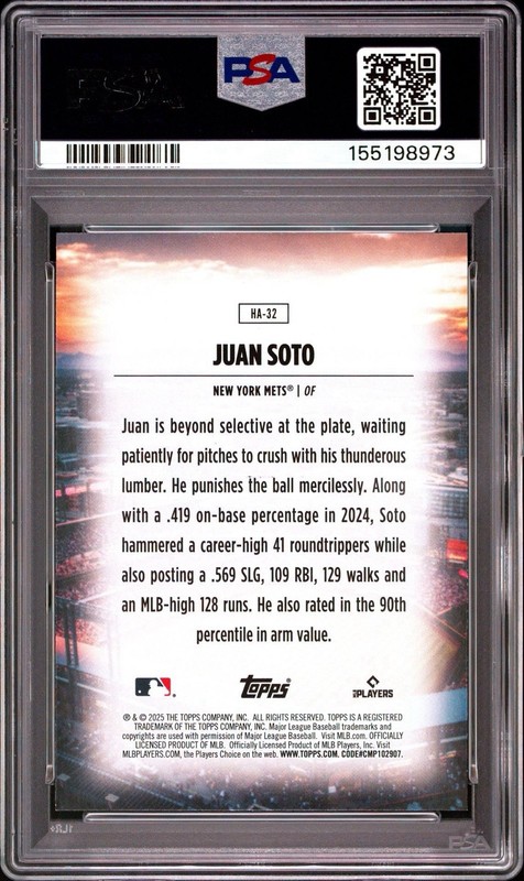 2025 Topps CHROME Home Field Advantage Juan Soto HA-32 New York Mets PSA 9 view 2