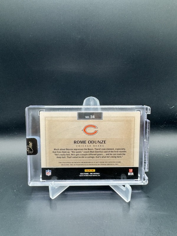 2024 Panini One RPA Rookie Rome Odunze Auto #d /199 Dual 3 Color Patch. Bears. view 2