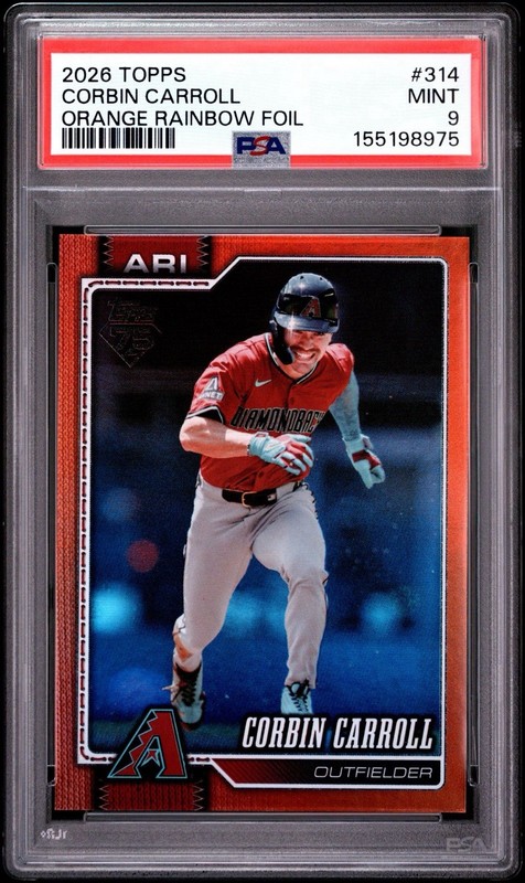 2026 Topps Orange Rainbow Foil /25 #314 Corbin Carroll AZ Dbacks PSA 9