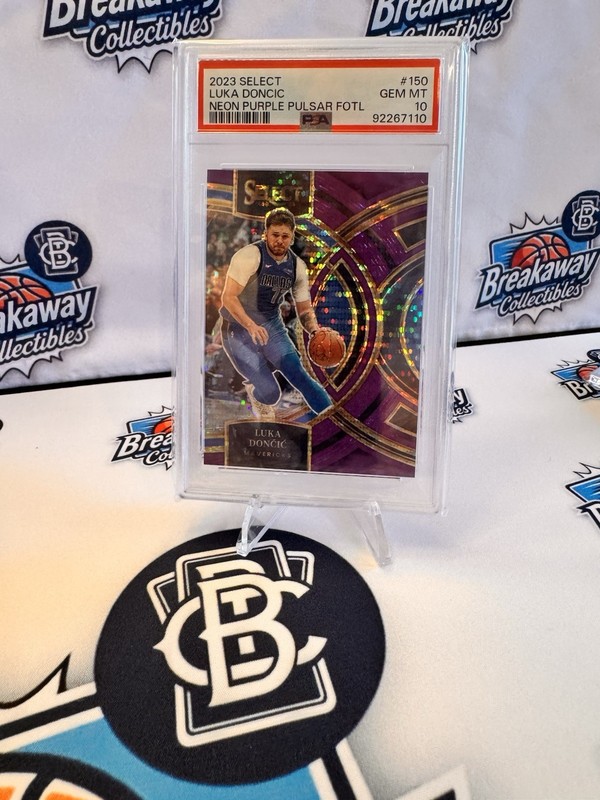 🔥 2023 Panini Select Luka Doncic NEON PURPLE PULSAR FOTL /5 PSA 10-Bookend 1/5