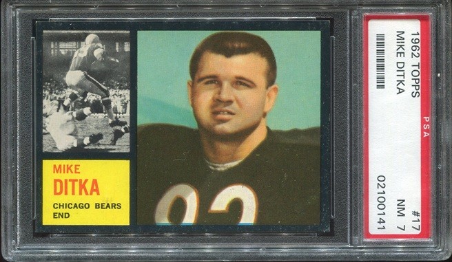 1962 Topps #17 Mike Ditka RC PSA 7 Chicago Bears HOF University of Pittsburgh