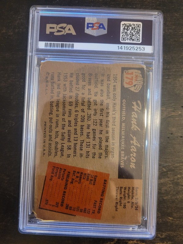 1955 Bowman - Hank Aaron #179.   PSA 1. view 2