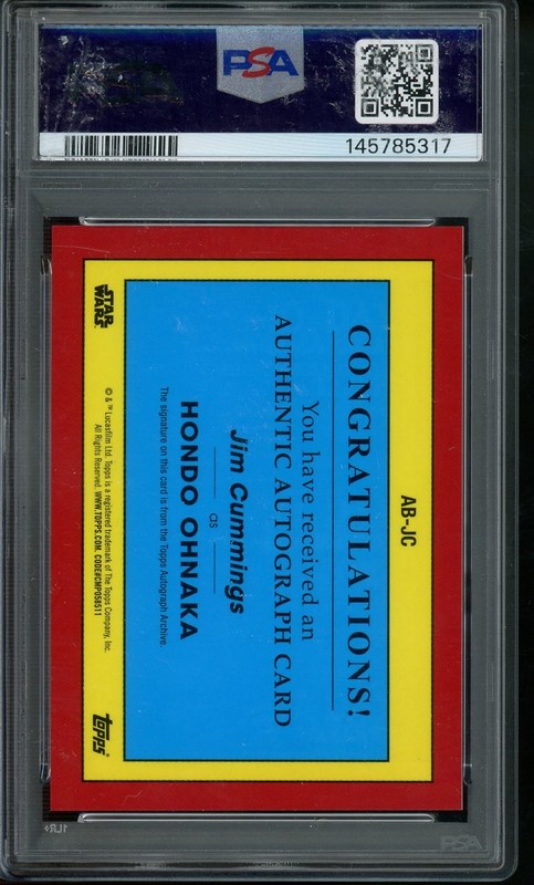 2023 Star Wars Signature Series Jim Cummings #ABJC PSA 8 view 2