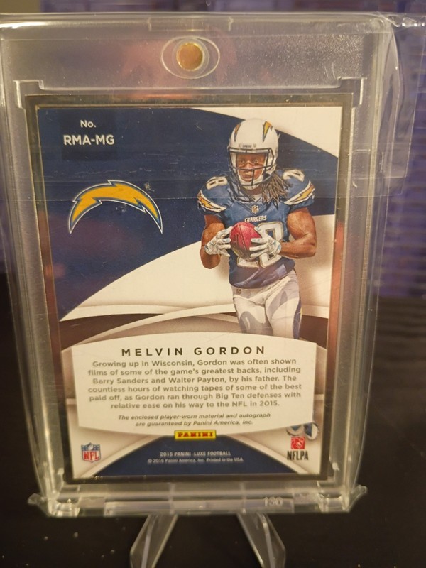 2015 Luxe Melvin Gordon Chargers Frame Rookie Patch Auto Card #RMA-MG /49 view 2