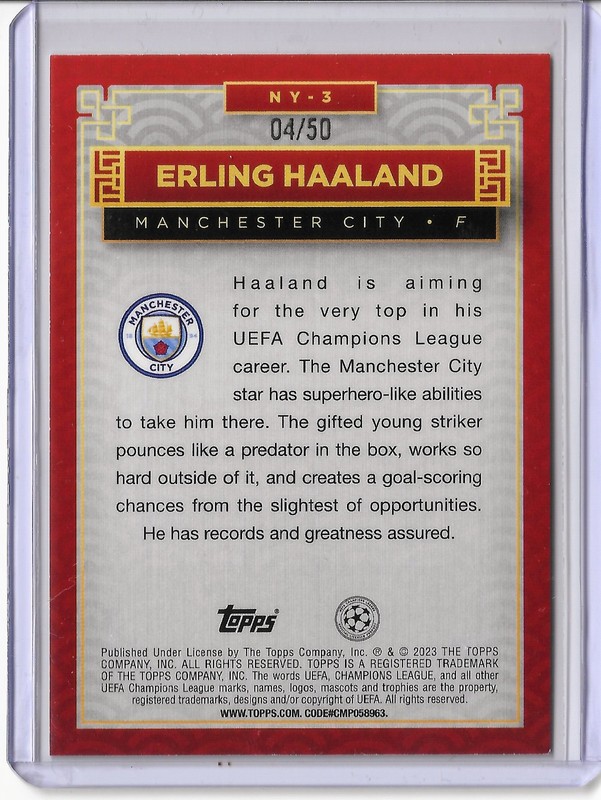 ERLING HAALAND GOLD /50 Topps Jade Edition 2022-23 Manchester City, Norway view 2