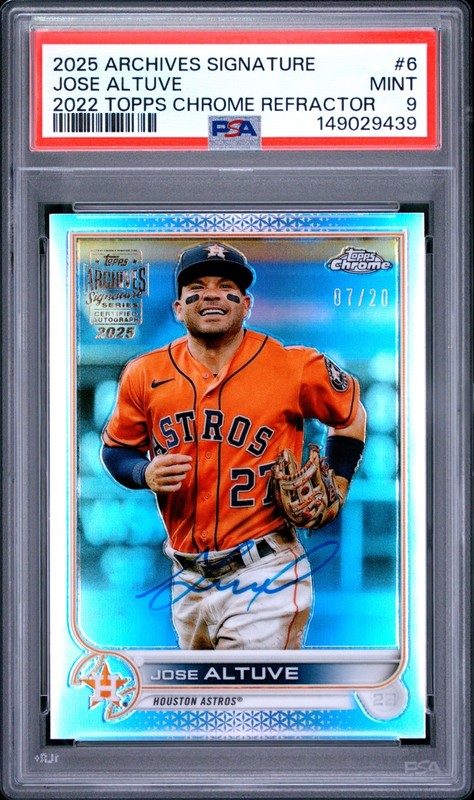 2025 Archives Signature - Jose Altuve 2022 Topps Chrome Refractor /20 PSA MINT 9