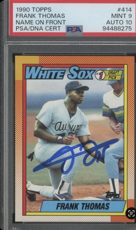 Frank Thomas HOF Signed 1990 Topps #414 RC Rookie PSA 9 PSA/DNA 10 AUTO