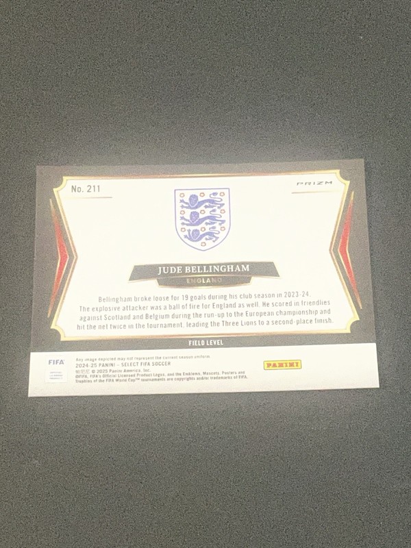 2024/25 Panini Select FIFA Jude Bellingham Field Level Purple Mojo Prizm Card view 2