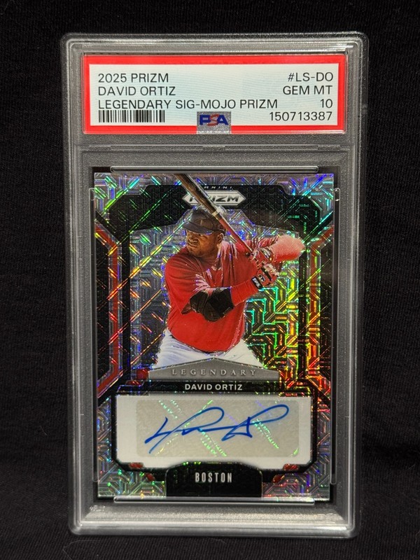 DAVID ORTIZ RED SOX 2025 PRIZM LEGENDARY SIGNATURE MOJO AUTO # 21/25 GEM PSA 10