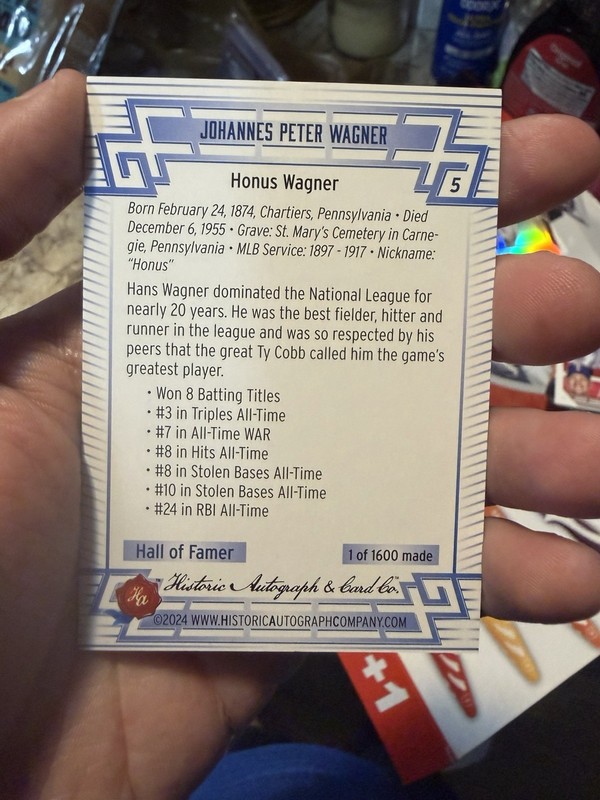 2024 Historic Autographs All-Time Greats - Honus Wagner #5 Tier 1 /1600 view 2