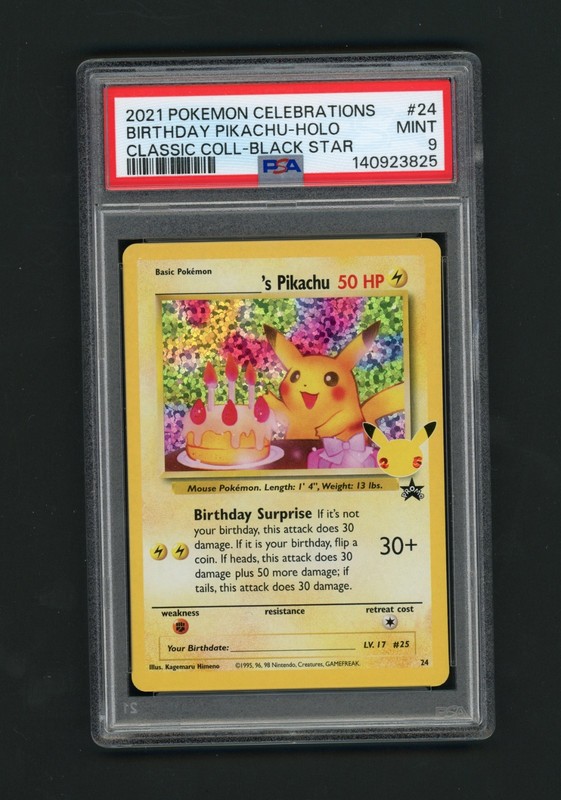 Birthday Pikachu 24/53 Celebrations: Classic Collection Holo Black Star PSA 9
