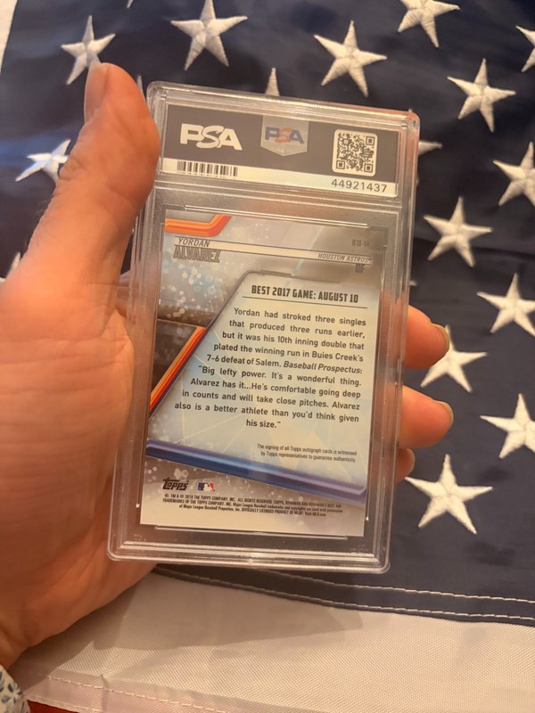 YORDAN ALVAREZ 2018 Bowman's Best - Best of 2018 Auto PSA 10 view 2