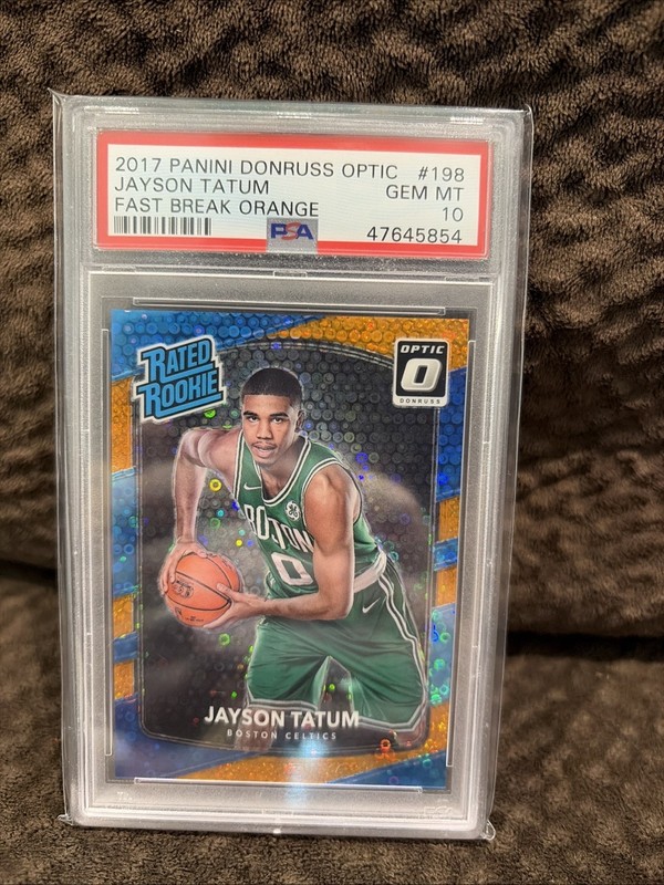2017 Optic Fast Break Orange Jayson Tatum #198 Rookie /193 PSA 10 RC Pop 52
