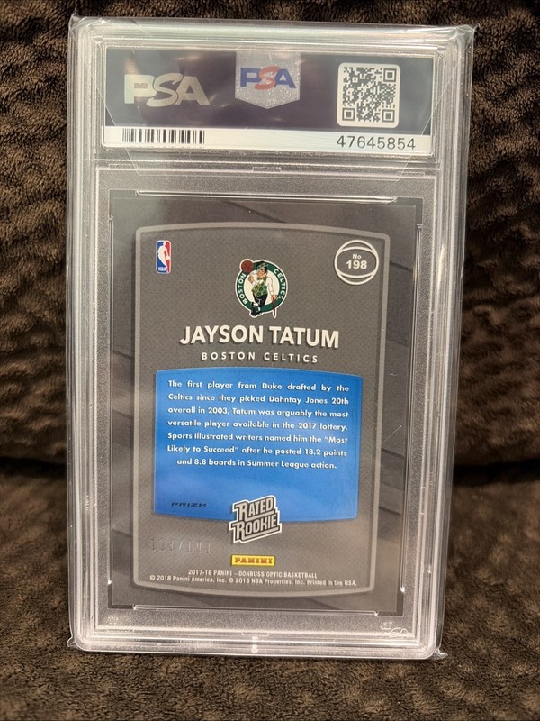 2017 Optic Fast Break Orange Jayson Tatum #198 Rookie /193 PSA 10 RC Pop 52 view 2