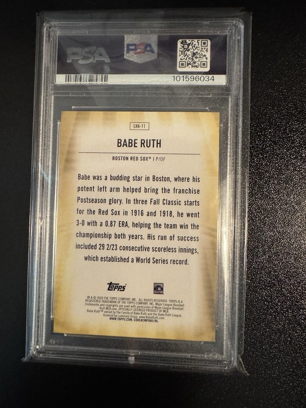 2024 Topps Update Series-Legendary Home Field Advantage Babe Ruth #LHA-11 PSA 9 view 2