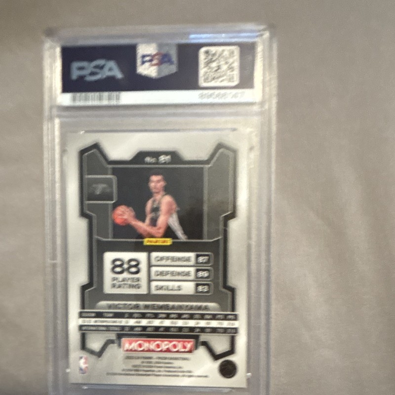 Panini Prizm Monopoly 2023-24 Victor Wembanyama RC Spurs #81 Base PSA 10 view 2