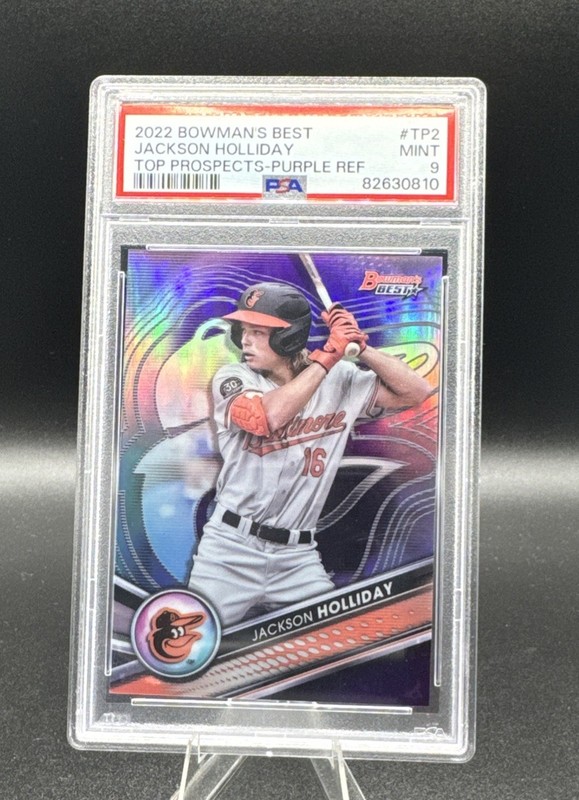 Jackson Holliday 2022 Bowman's Best #TP-2 Purple Refractor # /250 RC PSA 9