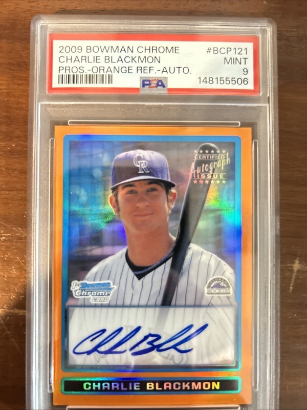 2009 Bowman Chrome Prospects Charlie Blackmon #BCP121 Orange /25 Auto PSA 9