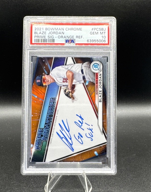 2021 Bowman Chrome Blaze Jordan Prime Orange Auto #/25 Red Sox PSA 10 GEM MINT