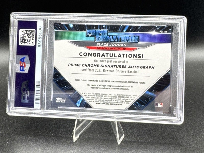 2021 Bowman Chrome Blaze Jordan Prime Orange Auto #/25 Red Sox PSA 10 GEM MINT view 2