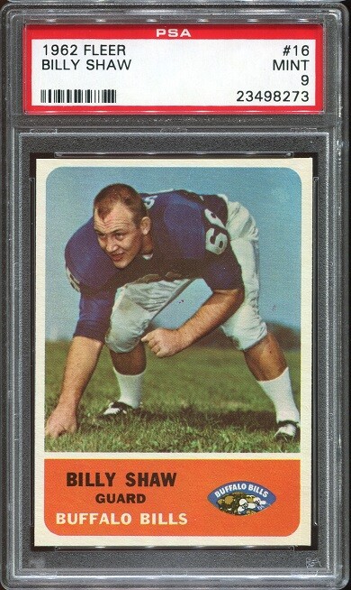 1962 Fleer #16 Billy Shaw RC PSA 9 Buffalo Bills HOF Georgia Tech