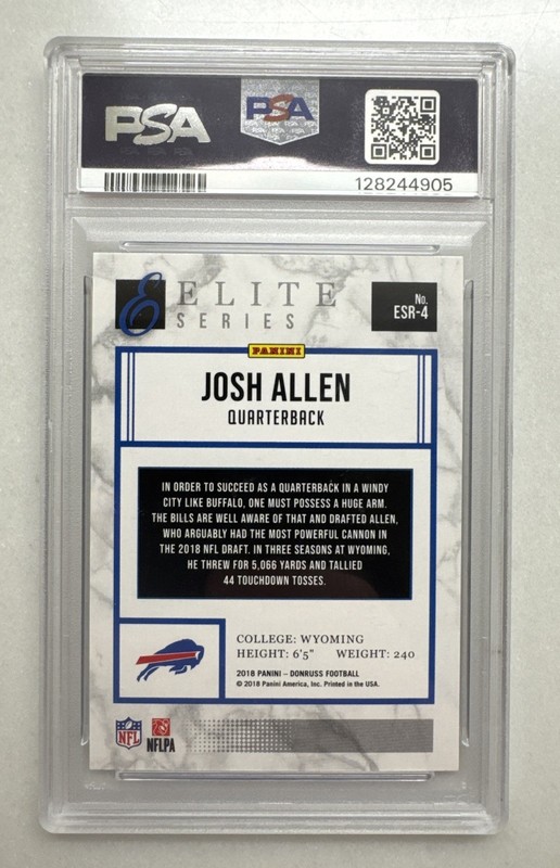 2018 Panini Donruss Elite Series Rookies Josh Allen #ESR-4 Rookie PSA 10 Bills view 2