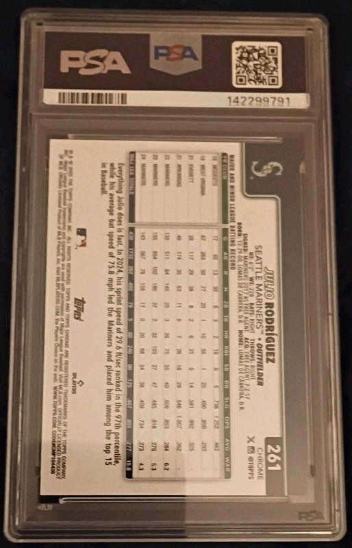 2025 Topps Chrome Julio Rodriguez Gold Refractor/50 PSA 10 - Pop 1 view 2