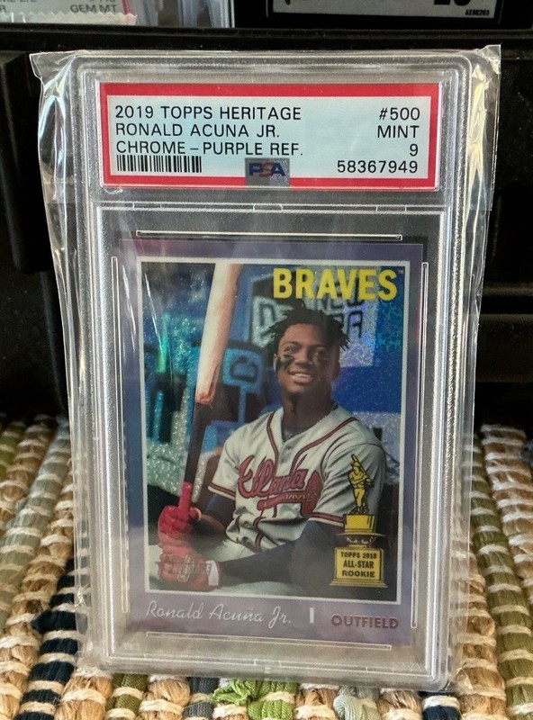 2019 Topps Heritage Ronald Acuna Jr. #500 Purple Refractor PSA 9 MINT Braves