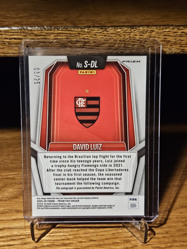 David Luiz Silver Auto /25 Flamengo 2025-26 Prizm Fifa #S-Dl view 2