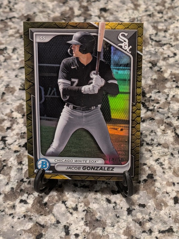2024 Jacob Gonzalez Bowman Chrome Refractor Gold 14/50 Flawless Patch Auto 14/20 view 2